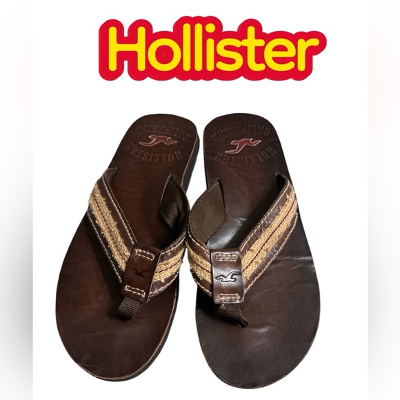 Hollister Dark Brown Flip Flops - Picture 1 of 6